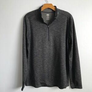 REI MENS QUARTER ZIP SHIRT GRAY LONG SLEEVE MEDIUM